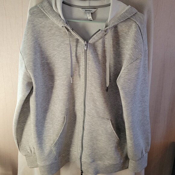 Spanx Full Zip Hoodie - Heathered Gray - Picture 1 of 5